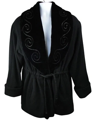 Chaqueta Abrigo Western Vintage Scully Lana Franela Negro Mujer Talla 2X Piel Sintética Foto 1 de 4