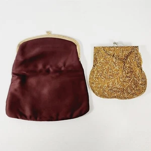 2 bolsos sin asas vintage con cierre de beso de noche carteras bolsos de mano con cuentas estrás - Imagen 1 de 9