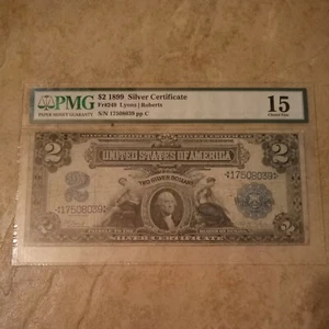 1899 United States $2 Two Dollars SILVER Certificate Paper Money PMG Graded 15 - Picture 1 of 6