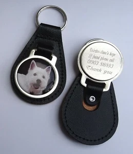 West Higland Terrier personalisierter gravierter Schlüsselring aus echtem Leder - Bild 1 von 1