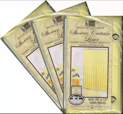 SET OF 3 VINYL SHOWER CURTAIN LINERS WITH MAGNETS &  METAL GROMMETS - ALL COLORS - Image 1 of 4