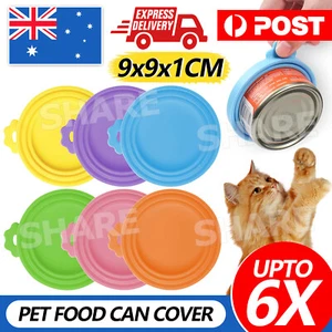 3/6x Pet Food Can Cover Lid Dog Cat Pet Tin Silicone Reusable Storage Cap Top - Picture 1 of 13