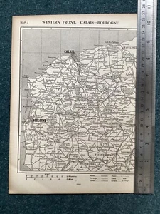 Vintage Map , Showing Western Front WWI, Calais-Boulogne,& Peronne-Nesle - Picture 1 of 2
