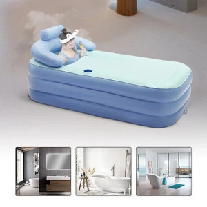 PVC Folding Bathtub Adult Inflatable Bath Tub Home Spa Warm Water Tub Portable - Picture 1 of 40