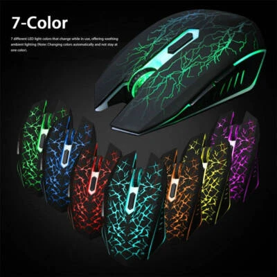 2,4G Gaming Maus Wireless Maus USB Optische Maus 7 Farben LED wiederaufladbar AG - Bild 1 von 4