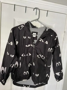 GapKids Medium 8/9 EYES Hooded Windbreaker Jacket Pockets Zip Up Halloween - Picture 1 of 6
