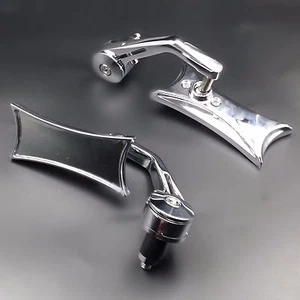 Chrome 7/8" HANDLE BAR END MIRRORS For Cruiser Cafe Bobber Old School Custom - Picture 1 of 5