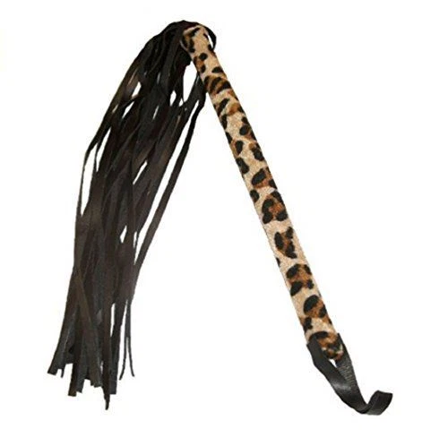 Látigo con mango de leopardo Cat o' Nine Tails - Marrón/Negro - Accesorio de disfraz utilería Foto 1 de 1