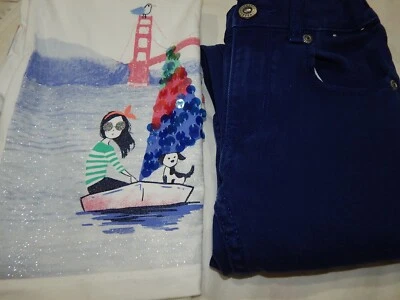 Conjunto de Camisa e Jeans Gymboree Meninas 6/7 WHITE BAY SHORE TO LOVE - Imagem 1 de 4