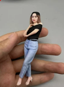 1/18 Miniature Jeans Beauty Painting Model Car 3D Doll Toy Ornament - Picture 1 of 3