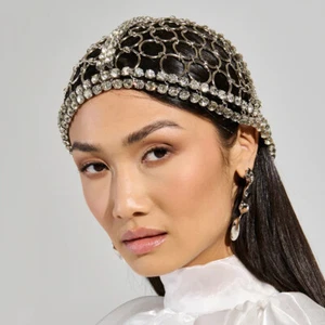 Mujeres Cabeza Vestido Gorra Estrás Redes Joya Lujo Metal Cadena para el Cabello 21019 - Imagen 1 de 5