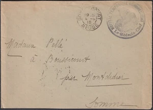 FRANKREICH: Maas / Temporäres Krankenhaus von GONDRECOURT auf Brief von 1915 - Bild 1 von 2
