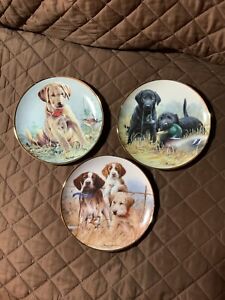 Franklin Mint Limited Edition Fine Porcelain Plates Dog Theme-3 Plates