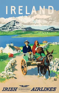 Ireland - Irish International Airlines - 1960's - Travel Poster - Picture 1 of 1