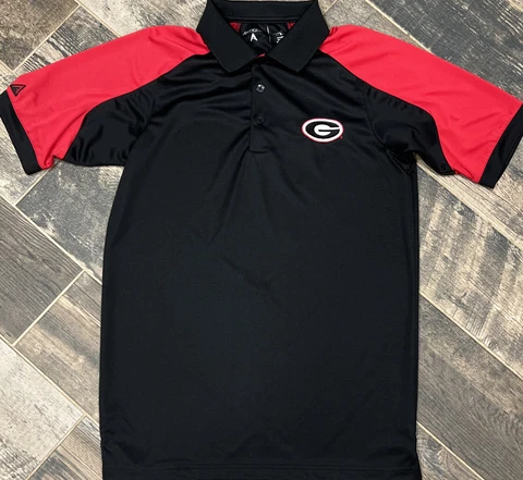 Men's Antigua Georgia Bulldogs UGA Red Shirt Sleeve Polo Shirt Fits Size Small Cover