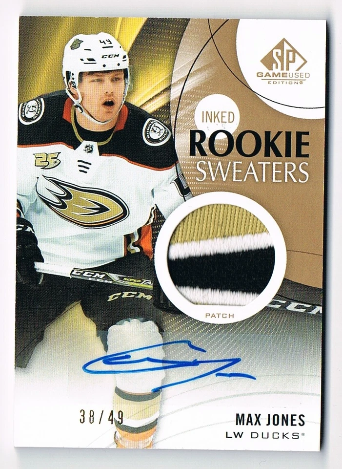 2019-20 SP Game-Used Rookie Inked Sweaters Patch Autograph Max Jones 38/49 - Image 1 of 1