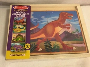 Melissa & Doug 4-12 Stück Holzpuzzle in einer Aufbewahrungsbox - Dinosaurier NEU - Bild 1 von 12