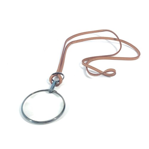 HERMÈS HERMES Accessori Lente di ingrandimento Cuoio Cordini Collana Pelle Marrone