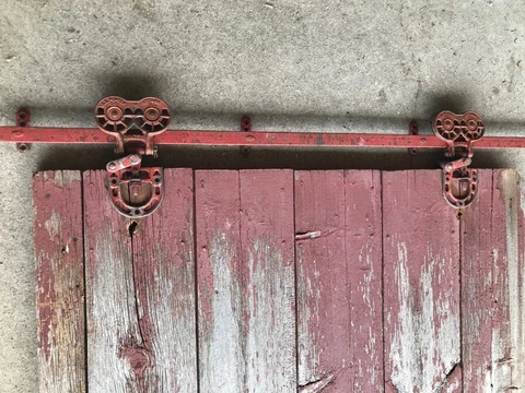 antique porter queen barn door rollers w/ 8' track pc architectural salvage Cover