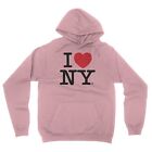 I Love NY New York Hoodie Display Print Heart Sweatshirt Pink