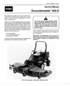 Toro 455D Groundsmaster Service Manual - Picture 1 of 5