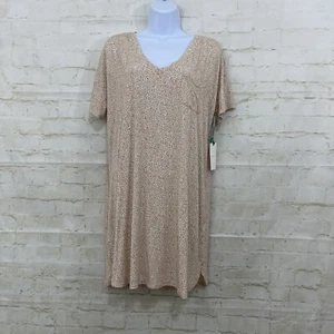 Stitch Fix Awhile Intimates Night Shirt Womens Medium Beige Animal Short Sleeve - Picture 1 of 12