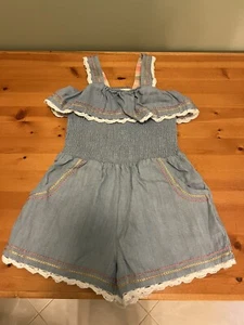 Matilda Jane Toddler Girl Denim Embroidered Romper Sleeveless Size 4 - Picture 1 of 3