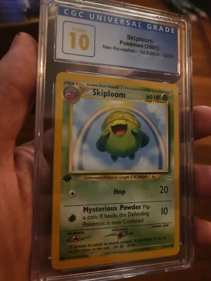(POP 9) CGC 10 Skiploom 52/64 Neo Revelation 1st Edition Pokemon Card PSA - Image 1 of 3