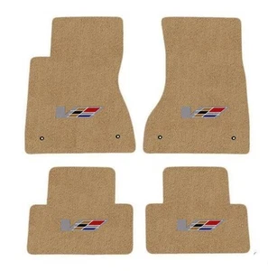 NEW! Tan Carpet Floor Mats 2003-2007 Cadillac CTS V Series Flag logo on All 4 - Picture 1 of 12