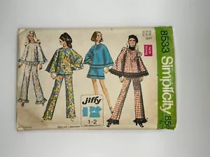 Simplicity 1969 Sew Pattern #8533 Mini Skirt Pants Poncho Size 16 Bust 38 Hip 40 - Picture 1 of 2