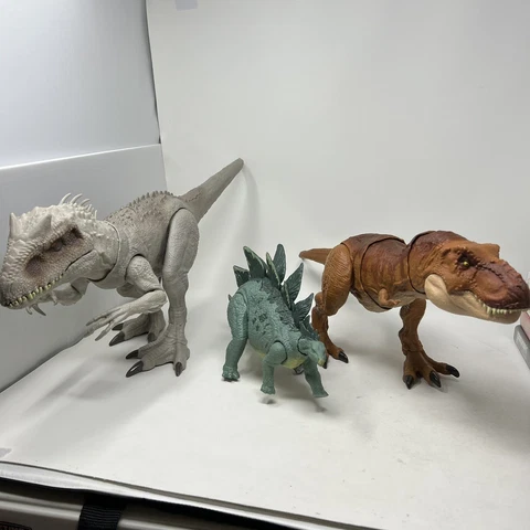 Lot Of (3) Jurassic World Dinosaur toys lot Indominus Rex, T-Rex - Stegosaurus Cover