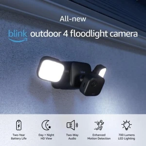 Blink Outdoor 4 Battery Power 1080p Wireless Floodlight Security Camera Black - Picture 1 of 4
