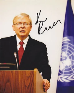 KEVIN RUDD SIGNED AUTOGRAPHED AUSTRALIA PRIME MINISTER 8X10 PHOTO UN PROOF - Picture 1 of 2