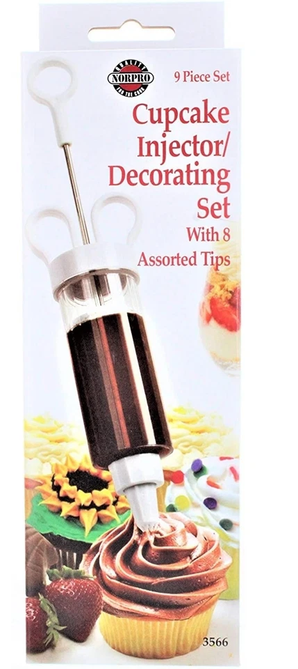 Juego de inyector/decoración para cupcakes Norpro de 9 piezas con 8 puntas surtidas Foto 1 de 1