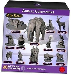 26 Animal Minis for DND Miniatures 28mm Unpainted Dungeons and 26 Animals - Picture 1 of 7