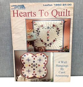 Leisure Arts Hearts To Quilt Patterns Wall Hangings 90s Country Home Decor Book - Imagen 1 de 3