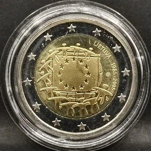 2 EURO 2015 LITUANIE DRAPEAU EUROPEEN / EUROS - Picture 1 of 2