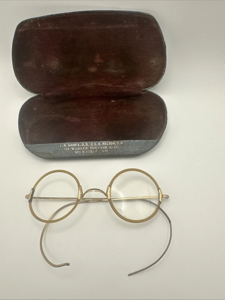 Anteojos antiguos Shuron Torty con borde de celuloide monturas redondas Windsor con estuche Foto 1 de 4