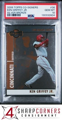 2008 TOPPS CO-SIGNERS SILVER BRONZE #36 KEN GRIFFEY JR. HOF #/300 POP 2 PSA 10 - Image 1 of 3