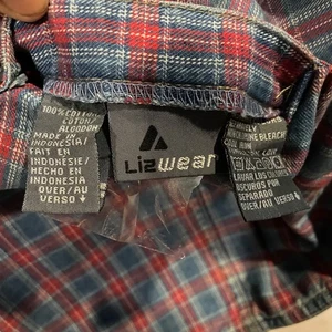 Vtg Lizwear Reversible Denim Plaid Vest Women’s L 100% Cotton Made in Indonesia - Picture 1 of 6