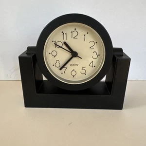 Clock Black The Swivels Vertically On A Stand - Home Or Office - Battery - Picture 1 of 8
