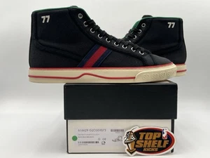 Gucci Tennis 1977 High Top Sneaker Size 8 Authentic Black Used Trainer - Picture 1 of 10