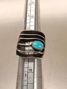 Navajo James Bahe Open Track Ring mit Türkis Stein US Größe 6 9,1 Gs - Bild 1 von 5