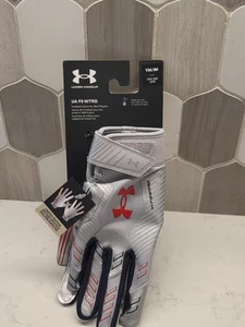 Guantes de fútbol americano Under Armour F9 Nitro juveniles medianos EE. UU. plateados rojos azules ¡NUEVOS CON ETIQUETAS! $40 - Imagen 1 de 6