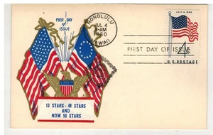 1960 HAWAII 50 STAR FLAG 1153 BOERGER POSTCARD SIZE - Picture 1 of 1
