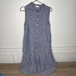 CP Shades Mara 100% Linen Sleeveless Button Up Shirt Dress Lagenlook M - Picture 1 of 9