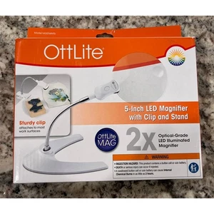 OttLite Lente d'ingrandimento LED da 5 pollici con clip e supporto - 2x ingrandimento - Lente senza bordo - Foto 1 di 6