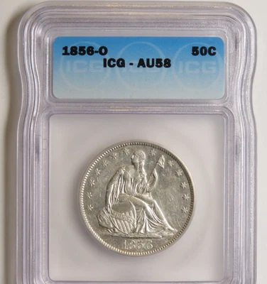 1856-O SEATED LIBERTY HALF DOLLAR. ICG AU58. - Image 1 of 2