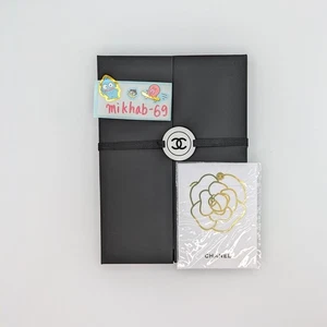 CHANEL LA COLLECTION Sticky Notes Memo Pad & Pencil + Gold Camellia Bookmark - Picture 1 of 6