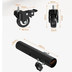 4 Black Height Adjustable Table Legs with 360 Degree Rotatable Silent Casters - Picture 1 of 12